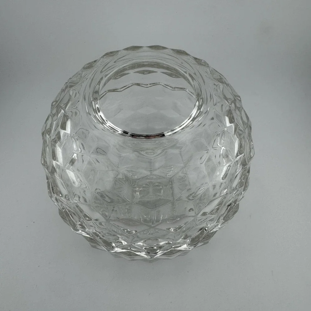 Vintage Fostoria America Glass Fairy Lamp Clear Diamond Point Honeycomb Vented‎